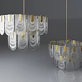 Modern Crystal Chandelier Double Pendant With Gold Accents And Clear Crystal Fringes