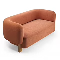 Modern Interior With Comfortable Orange Beige Fabric Sofa And Wooden Legs