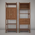 Wooden Storage Shelving Units With Cabinet Drawer And Multiple Tiers Design