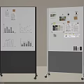 Mobile Whiteboards On Wheels With Charts Graphs Notes And Color Samples 3d model