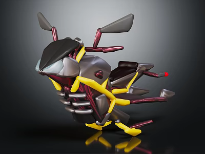 Futuristic 3D Rendered Bicycle With Metallic Yellow Frame And Unique Structure 3d model