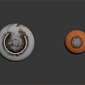 Rusted Orange Gas Cylinder And White Metal Rim Container On Black Background