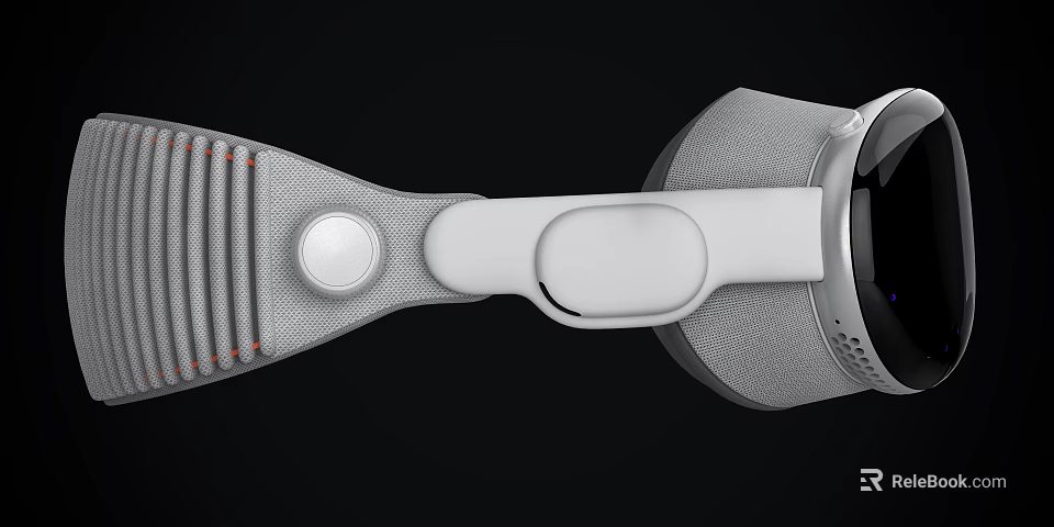 VR Headset Structure Featuring Gray Fabric Strap And White Plastic Adjustment Button 3d model 