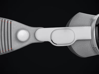 VR Headset Structure Featuring Gray Fabric Strap And White Plastic Adjustment Button 3d model