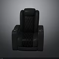 Black Leather Recliner Chair With Diamond Quilted Design And Armrest Cup Holders