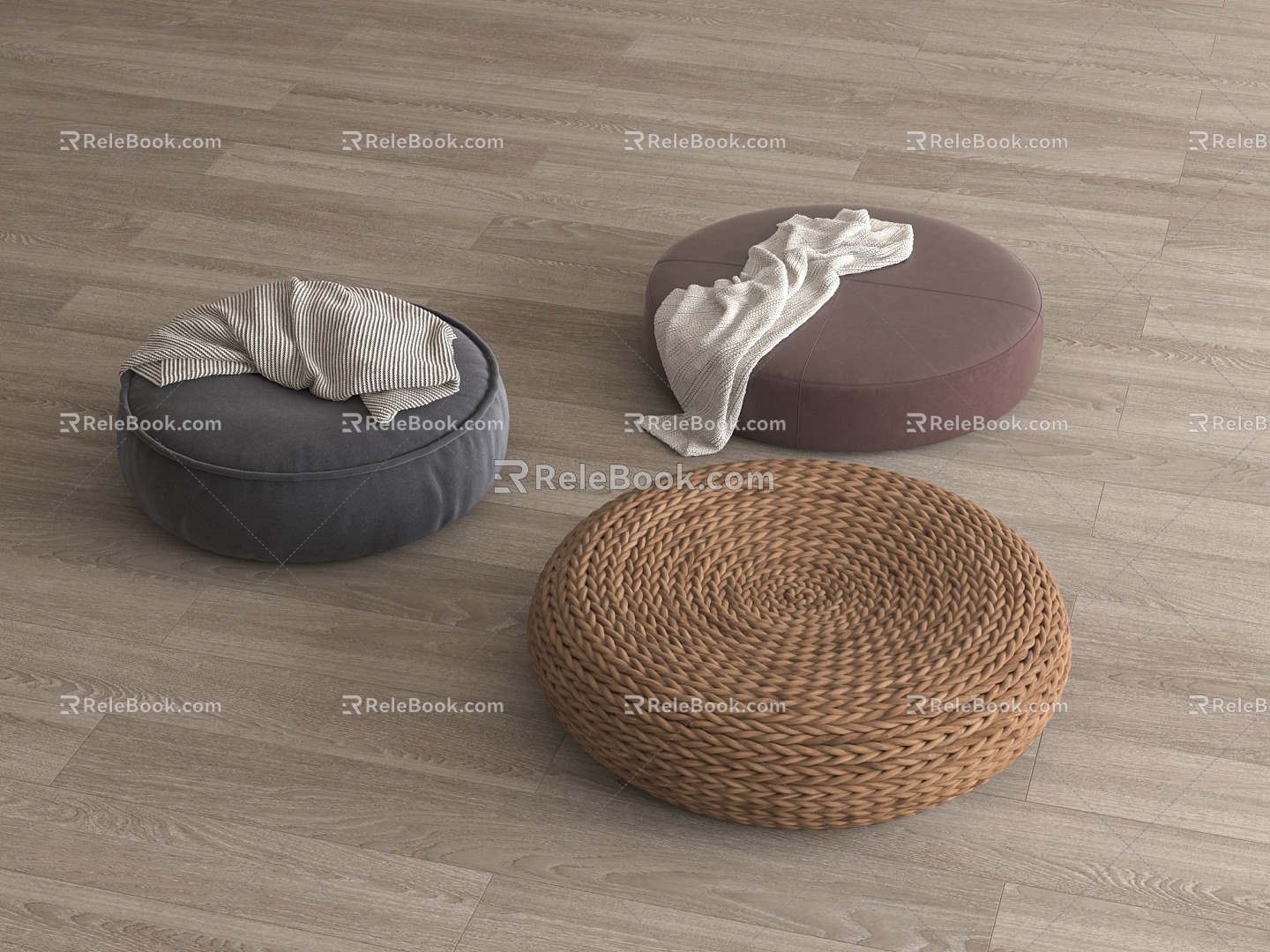 New Chinese Cushion Futon Cushion Tatami Mat 3d model