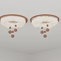 Modern Ceiling Lights With White Lampshade Brown Edge And Spherical Decorations 3d model