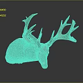 Realistic Deer Taxidermy Head Featuring Large Antlers On Dark Background