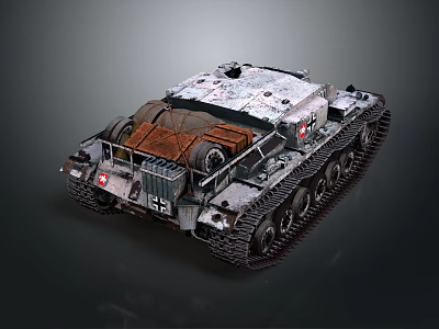 Armored Military Vehicle With Tracked Chassis And Weathered Vintage Rustic Exterior Design 3d model