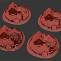 Cartoon Scenes of Seasonal Cottages with Red Roofs White Walls Fences and Trees