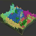 Miniature Natural Landscape Model With Dense Forest Rocky Hill And Various Trees