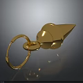 Golden Cone Shaped Clothing Accessory With Loop Detail And Shiny Metallic Finish
