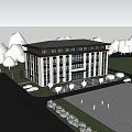 Modern Office Building With Light Colored Facade Landscaped Garden And Spacious Entrance