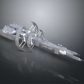 Cartoon Sci Fi Mechanical Structure With Silver Metallic Body Complex Components And Ring Shaped Parts 3d model