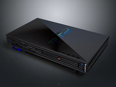 Modern Black Computer Gaming Console With Sleek Design And LED Light Indicators 3d model