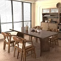 Vintage Solid Wood Dining Table Set With Stylish Chairs For Bright Cozy Home Dining Room