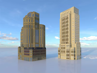 Modern Office Buildings Featuring Distinct Architectural Styles And Glass Exteriors 3d model