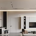 Modern Living Room Interior With Plush Sofa Geometric Wall Art And Pendant Lighting