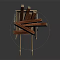 Wooden Wheelbarrow Loaded With Stacked Firewood On Dark Background With Reflection
