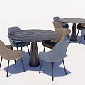 Elegant Dining Table Set With Round Tables Gray Beige Chairs And Dark Legs 3d model