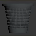 Gray Mesh Design Plastic Trash Can With Round Opening And Modern Home Use 3d model
