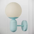Light Blue Modern Wall Lamp With White Spherical Shade Mounted On White Wall 3d model