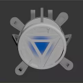 Futuristic Mechanical Device Structure With Blue Glowing Circular Top And Metallic Base