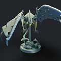Dragon Shaped Fantasy Sculpture Carving With Detailed Wings And Claws On Round Base