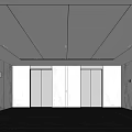 Modern Elevator Lobby Interior With Marble Walls Elevator Doors Ceiling Lights And Black Floor 3d model