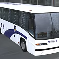 White and Blue Police Bus Exterior View With Official Logos Parked In Urban Area