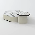 Modern Irregular Coffee Table With Marble Surface And Round Small Table Light Base Black Edge 3d model