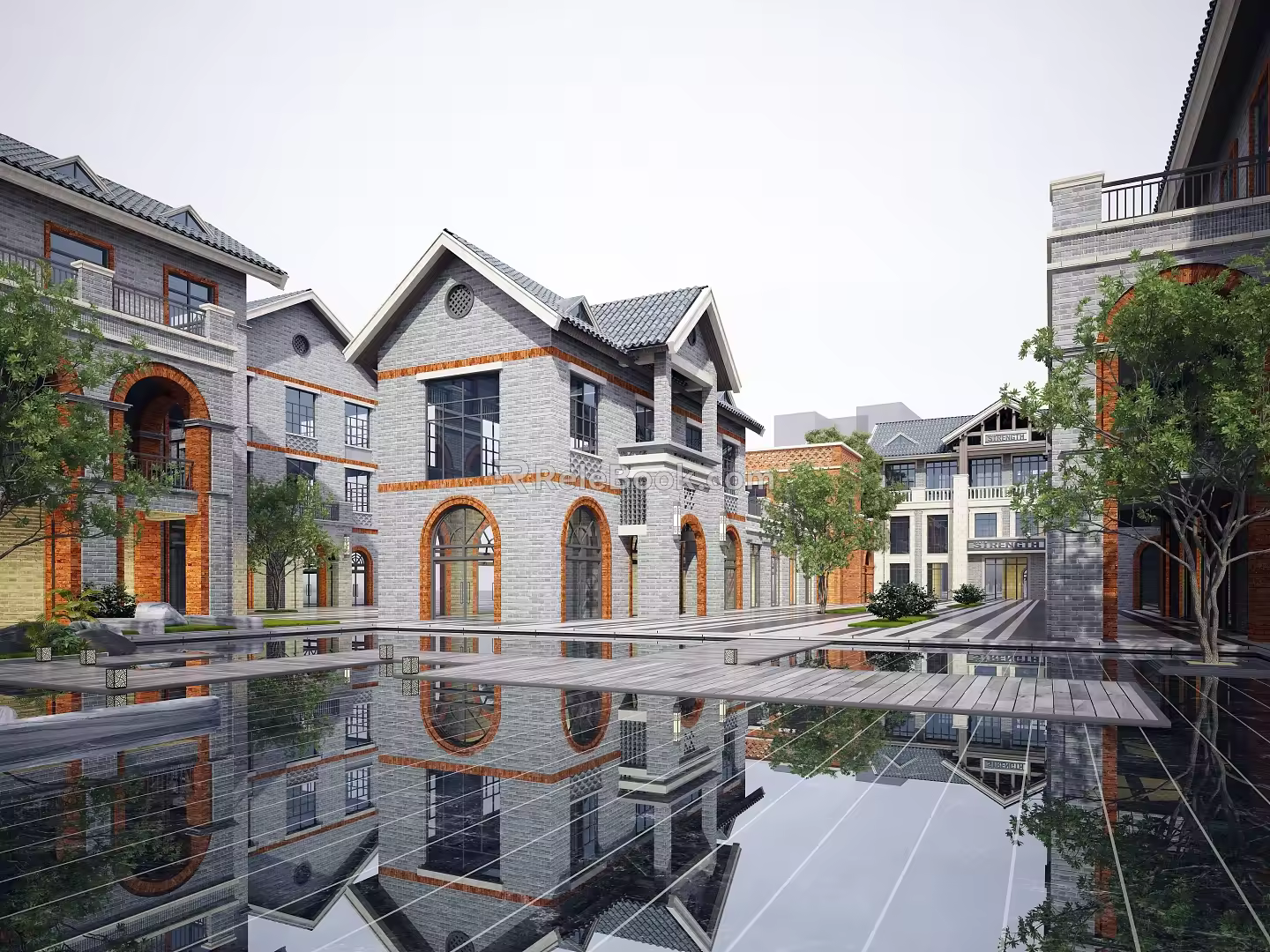 New Chinese Commercial Street Architecture of the Republic of China 3d model