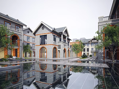 New Chinese Commercial Street Architecture of the Republic of China 3d model