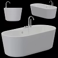 White Freestanding Bathtub With Modern Design And Chrome Faucet Multiple Views