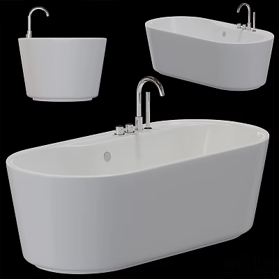 White Freestanding Bathtub With Modern Design And Chrome Faucet Multiple Views 3d model