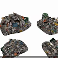 Household Items Waste Piles With Different Recyclable Materials Plastic Bottles Cardboard Boxes And Metal Cans