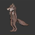 Two Cartoon Wolf 3D Characters With Brown White Fur Standing Poses And Expressions