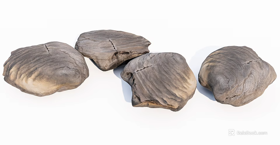 Natural Stone Wood Decorative Pieces With Rustic Texture For Home Garden 3d model 