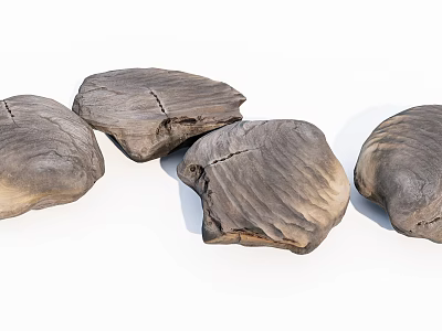 Natural Stone Wood Decorative Pieces With Rustic Texture For Home Garden 3d model