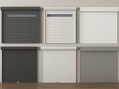 Black White Grey Roller Shutters With Various Designs And Window Panels 3d model