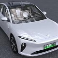 Light Gray Electric Car With Transparent Roof And Green License Plate