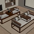 Traditional Chinese Arhat Bed Interior Design With Solid Wood Frame Cushions And Tea Table 3d model