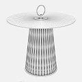 Elegant Round Coffee Table With White Marble Top And Pleated Cream Base 3d model