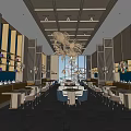 Elegant Modern Restaurant Interior Design With Open Space Wooden Walls And Large Chandelier
