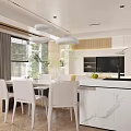 Modern Living and Dining Area With Gray Sofa White Coffee Table and Green Plants