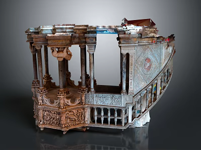 Intricate Architectural Model With Carved Columns Balcony And Ornamental Details 3d model