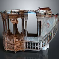 Intricate Architectural Model With Carved Columns Balcony And Ornamental Details