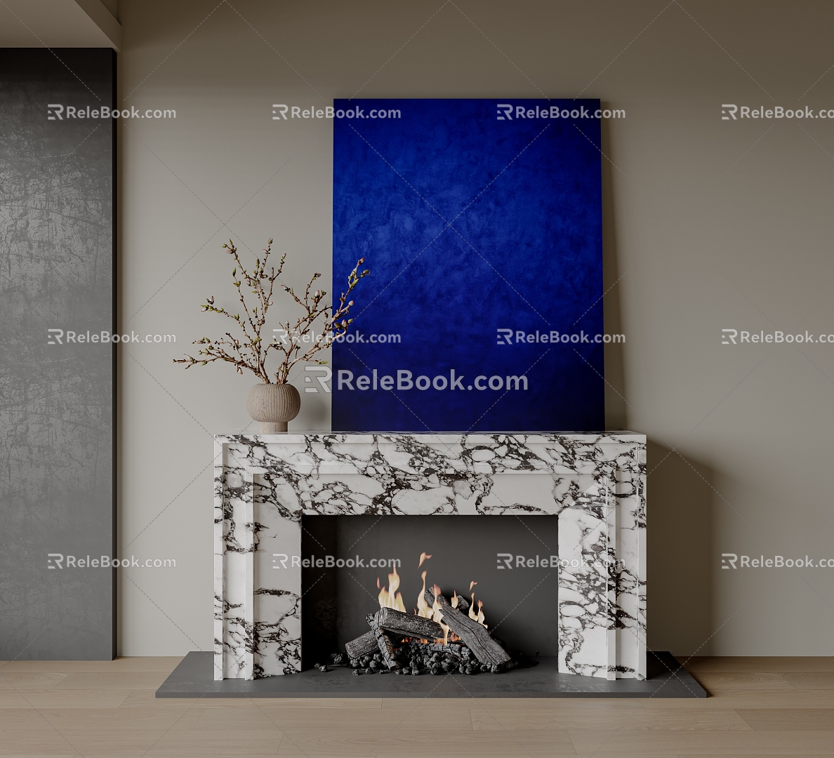 Silent Wind Abstract Decorative Painting Fireplace 3d model