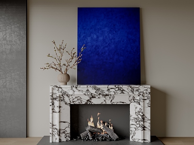 Silent Wind Abstract Decorative Painting Fireplace 3d model