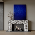 Silent Wind Abstract Decorative Painting Fireplace 3d model